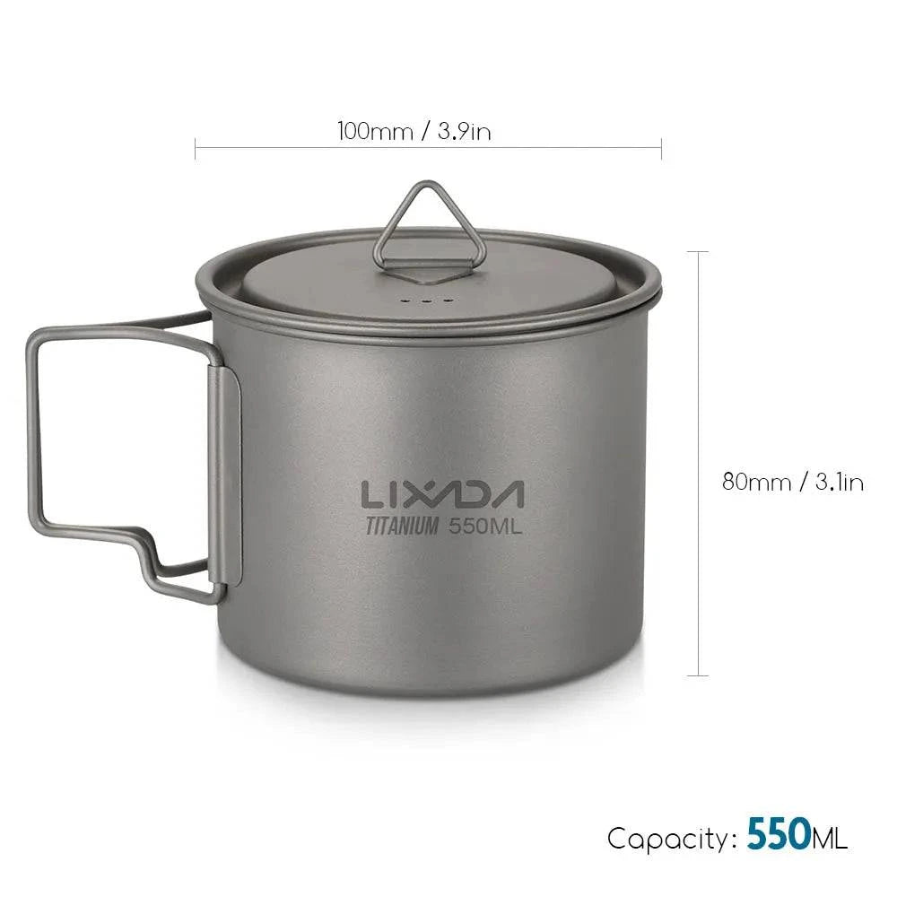 Lixada Ultralight Titanium Cup Mug 300/350/550/650ml Outdoor Water Cup Camping Picnic Water Mug Tableware with Foldable Handle-WAYBIKER