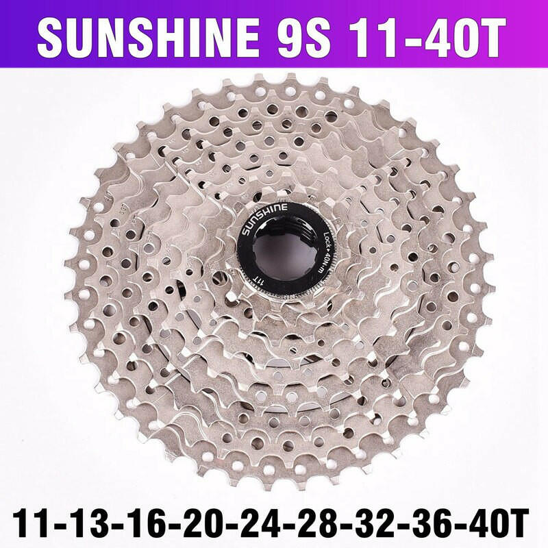 SUNSHINE MTB Mountain Bicycle 9S Cassette Freewheel 9speeds Flywheel Crankset Bicycle Parts with Threaded 11-32T36T40T42T50T-WAYBIKER
