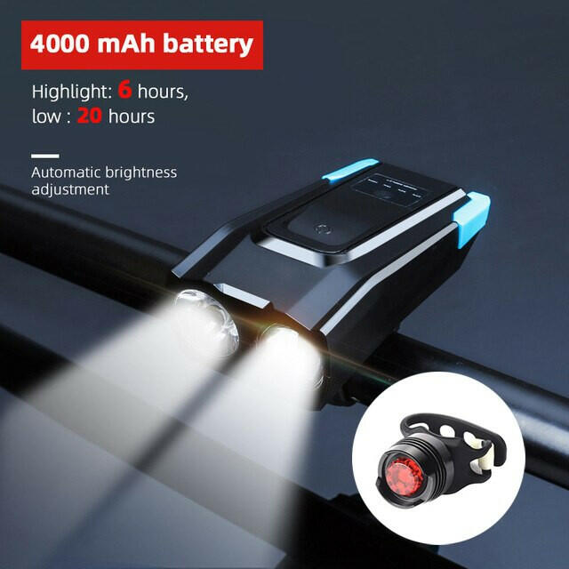 4000mAh Induction Bicycle Front Light Set USB Rechargeable Smart Headlight With Horn 800 Lumen LED Bike Lamp Cycling FlashLight-WAYBIKER