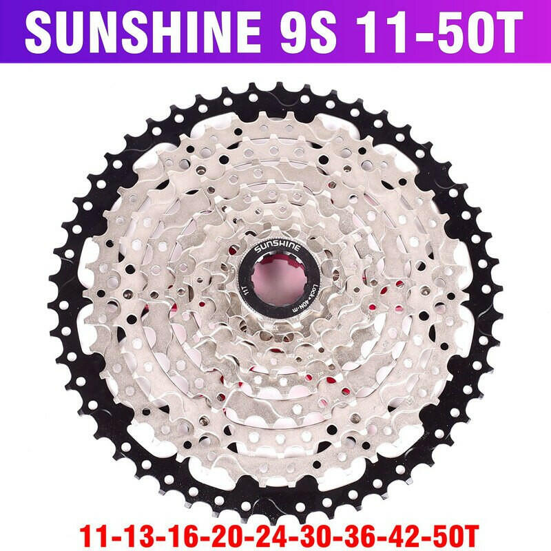 SUNSHINE MTB Mountain Bicycle 9S Cassette Freewheel 9speeds Flywheel Crankset Bicycle Parts with Threaded 11-32T36T40T42T50T-WAYBIKER