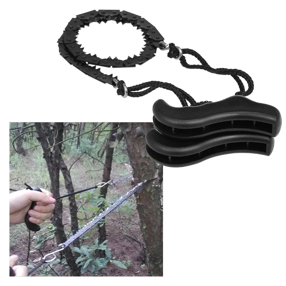 Folding Chain Saw Jagged Chainsaw Manual Steel Wire Saw Hand Camping Hiking Hunting Emergency Survival Wire Saw Outdoor Tool-WAYBIKER