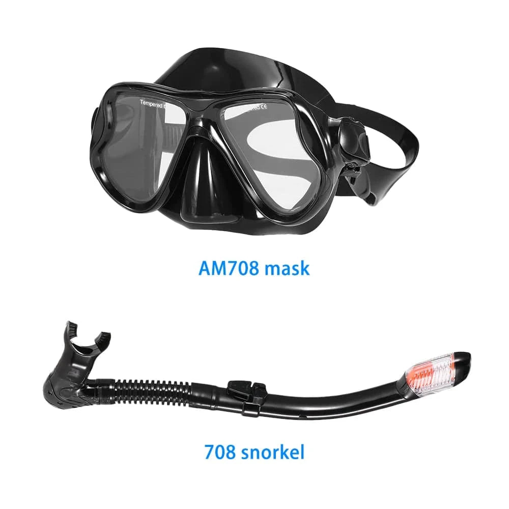 Adults Diving Mask Scuba Mask Underwater Snorkel Set Anti Fog Snorkeling Goggles Swimming Mask Glass Men Women Diving Goggles-WAYBIKER