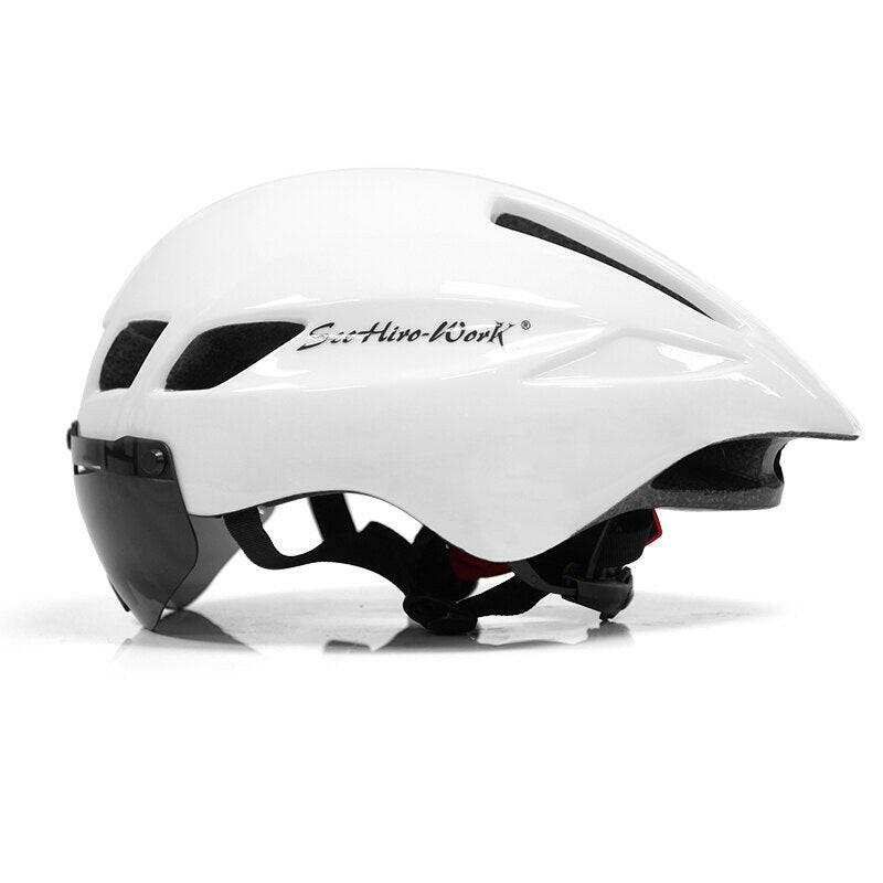 New Bicycle Helmet With Glasses 4 Lens Colors Ultralight MTB Road Bike Helmet 57-61cm Adults Goggleses Casco Ciclismo Black Blue-WAYBIKER