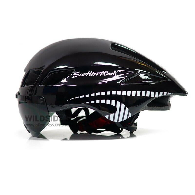 New Bicycle Helmet With Glasses 4 Lens Colors Ultralight MTB Road Bike Helmet 57-61cm Adults Goggleses Casco Ciclismo Black Blue-WAYBIKER