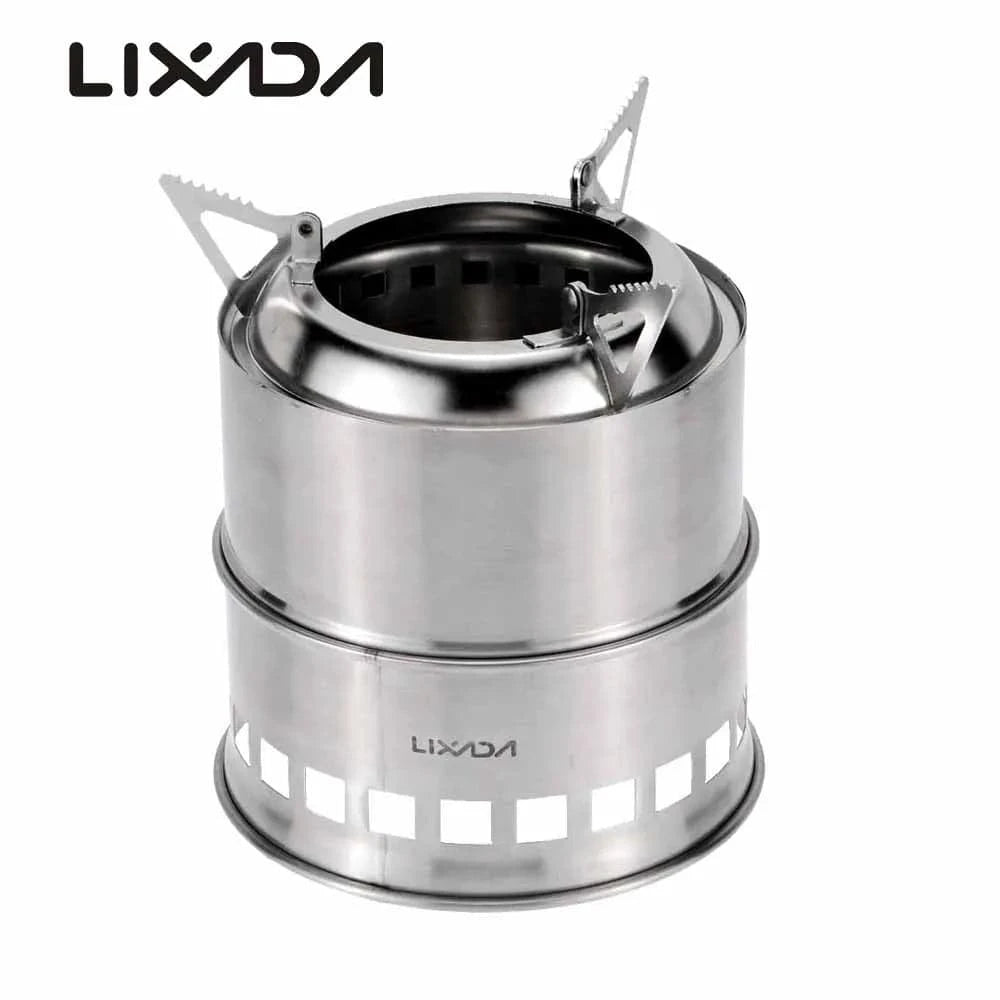 Lixada  Lightweight Wood Stove Alcohol Stove Burner Stainless Steel Outdoor Cooking Picnic BBQ Camping Wood Stove Furnace-WAYBIKER