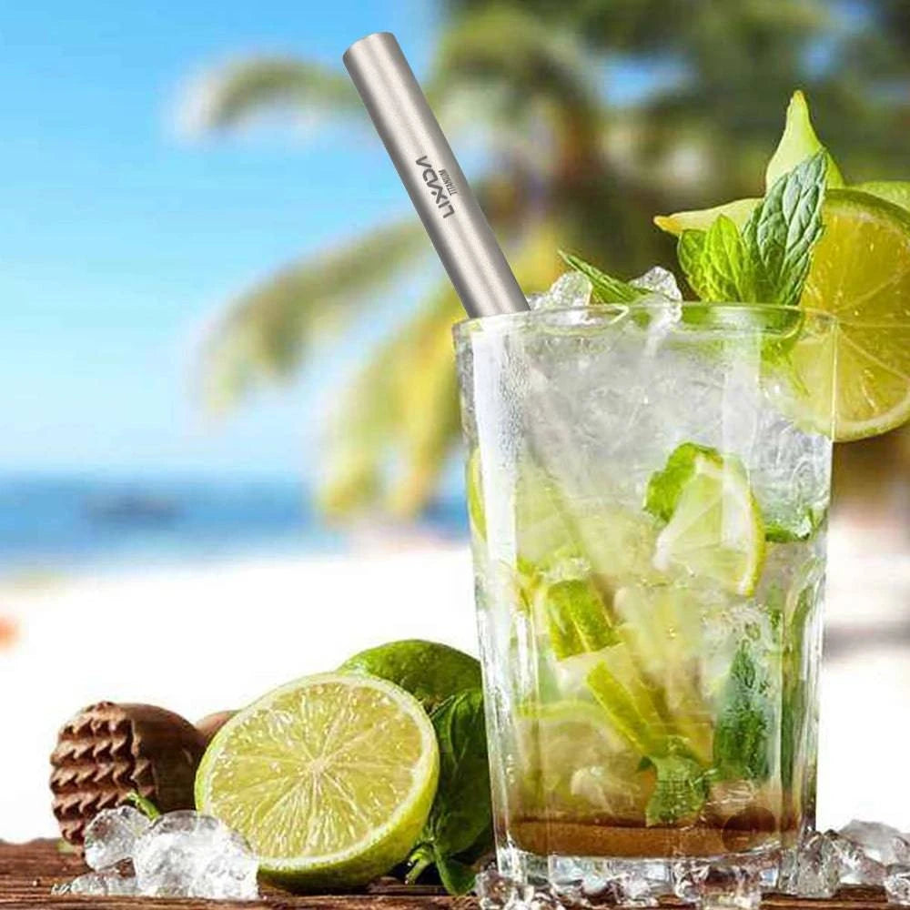 Lixada Super Light Titanium Drinking Straw Reusable Drinking Straw Outdoor Home Drinking Tube 17g High Quality Metal Straw-WAYBIKER