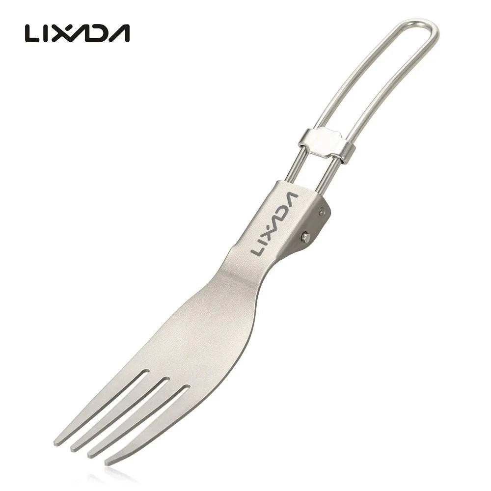 Lixada Titanium Folding Fork Ultralight Outdoor Portable Dinner Fruit Fork Flatware Outdoor Tableware for Camping Backpacking-WAYBIKER