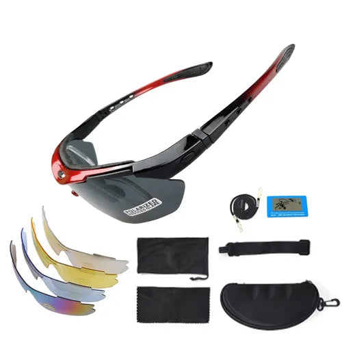 NEWBOLER 2 Frame Polarized Cycling Sun Glasses Outdoor Sports Bicycle Glasses Men Women Bike Sunglasses Goggles Eyewear 5 Lens-WAYBIKER