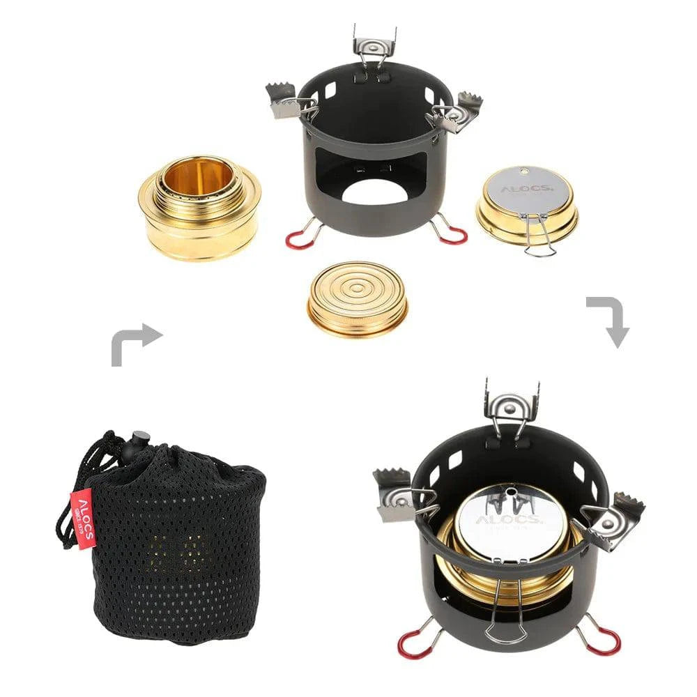 ALOCS Camping Alcohol Stove Furnace Outdoor Camping Stove Spirit Alcohol Burner Bracket Support Set Backpacking Hiking Stove-WAYBIKER