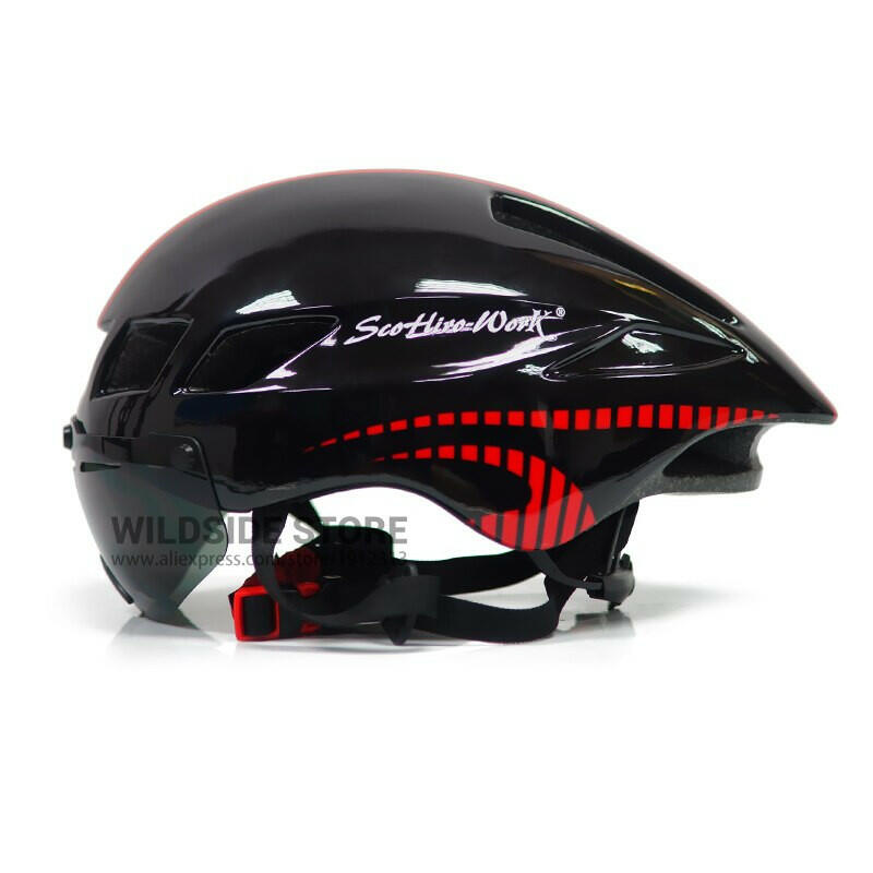 New Bicycle Helmet With Glasses 4 Lens Colors Ultralight MTB Road Bike Helmet 57-61cm Adults Goggleses Casco Ciclismo Black Blue-WAYBIKER