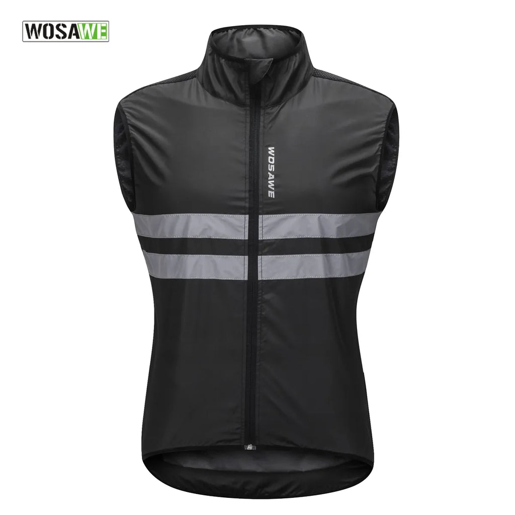WOSAWE Reflective Cycling Vest Windproof MTB Road Bike Bicycle Sleeveless Jacket Top Cycle Gilet Ciclismo