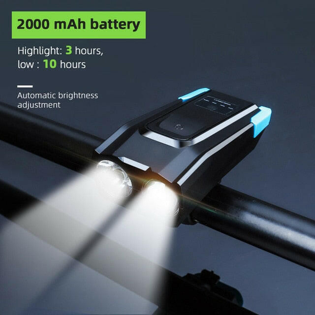 4000mAh Induction Bicycle Front Light Set USB Rechargeable Smart Headlight With Horn 800 Lumen LED Bike Lamp Cycling FlashLight-WAYBIKER