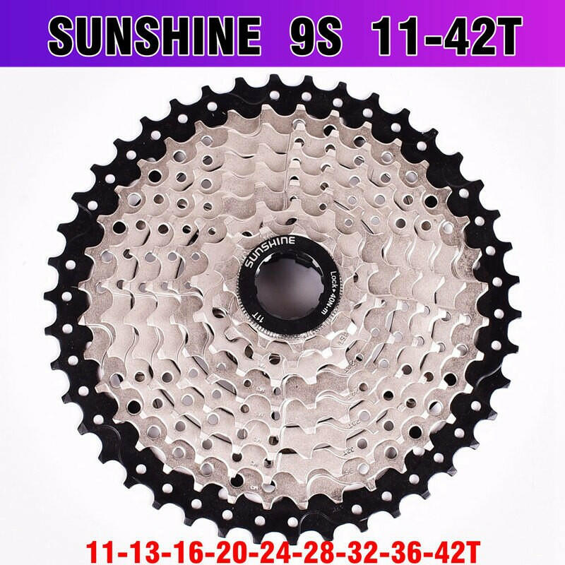 SUNSHINE MTB Mountain Bicycle 9S Cassette Freewheel 9speeds Flywheel Crankset Bicycle Parts with Threaded 11-32T36T40T42T50T-WAYBIKER