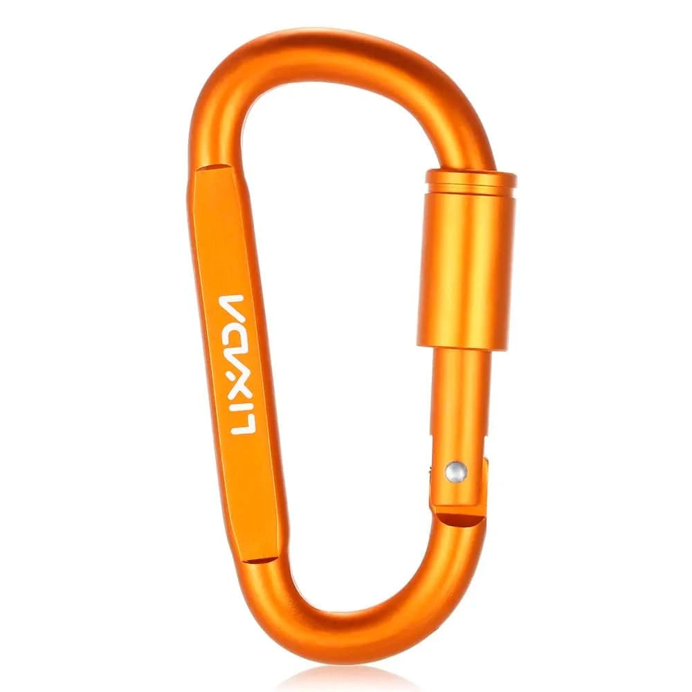 Lixada 1Pcs D-Ring Carabiner Camping Survival Tool Outdoor Key Chain Climbing Carabiner Screw Lock Hook Aluminum Hanging Buckle-WAYBIKER