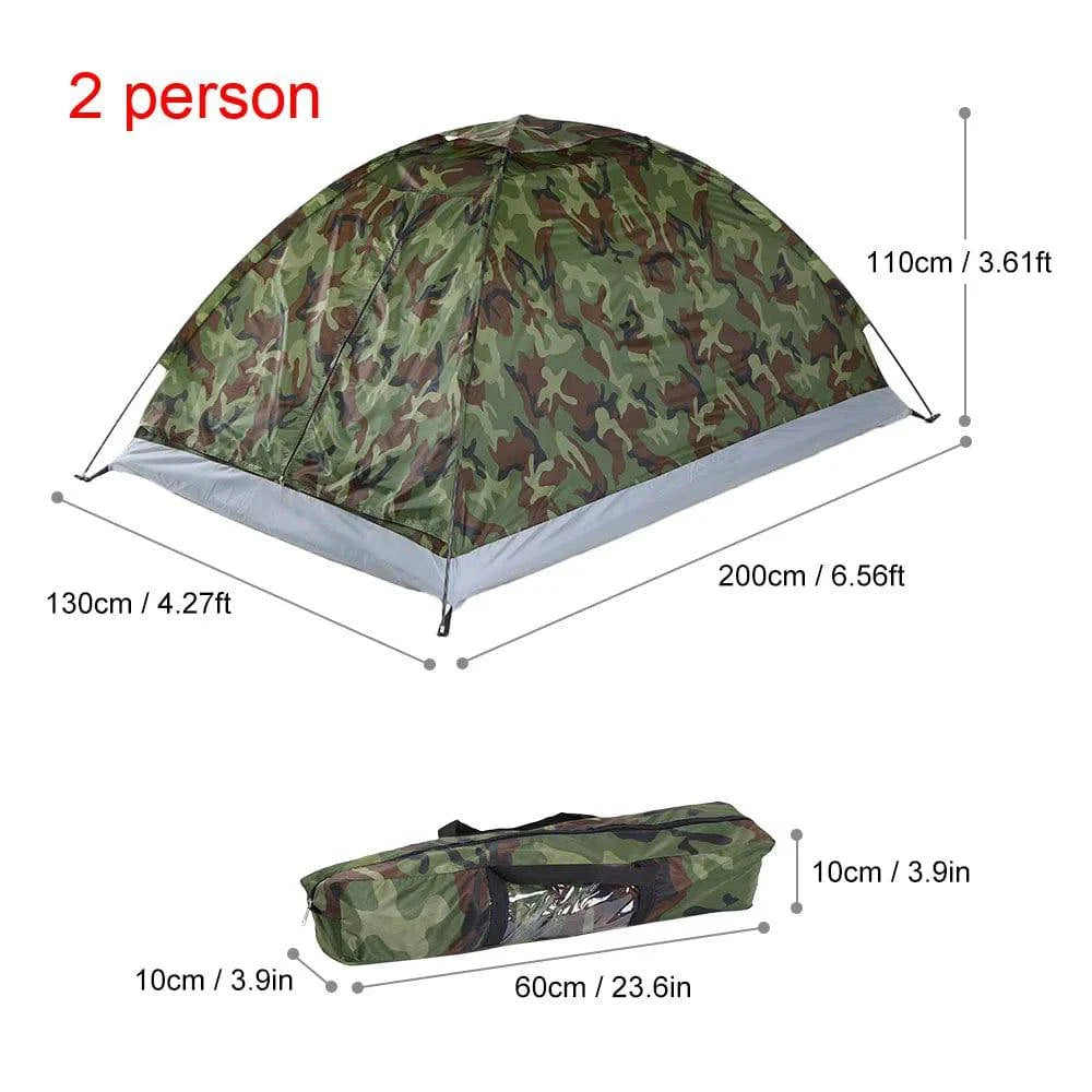1/2 Person Camping Tent Beach Tent Single Layer Tent Portable Camouflage Polyester PU1000mm Camping Hiking Outdoor Tent-WAYBIKER