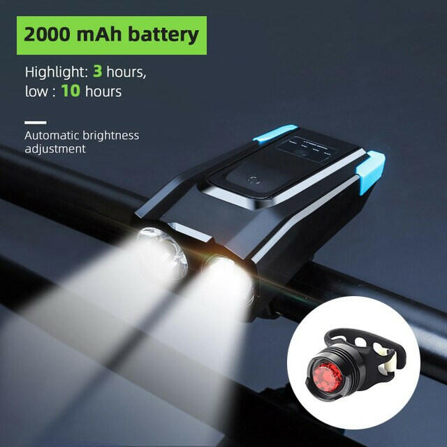 4000mAh Induction Bicycle Front Light Set USB Rechargeable Smart Headlight With Horn 800 Lumen LED Bike Lamp Cycling FlashLight-WAYBIKER