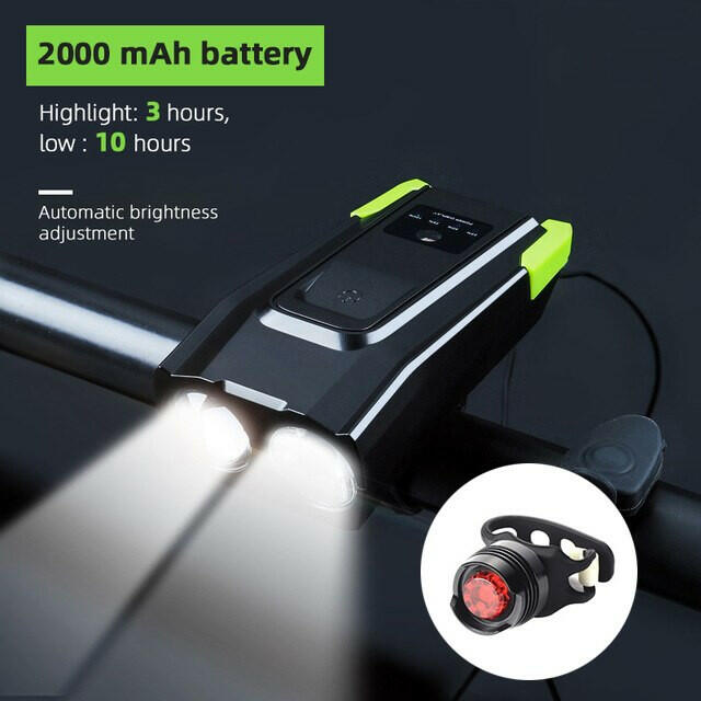 4000mAh Induction Bicycle Front Light Set USB Rechargeable Smart Headlight With Horn 800 Lumen LED Bike Lamp Cycling FlashLight-WAYBIKER