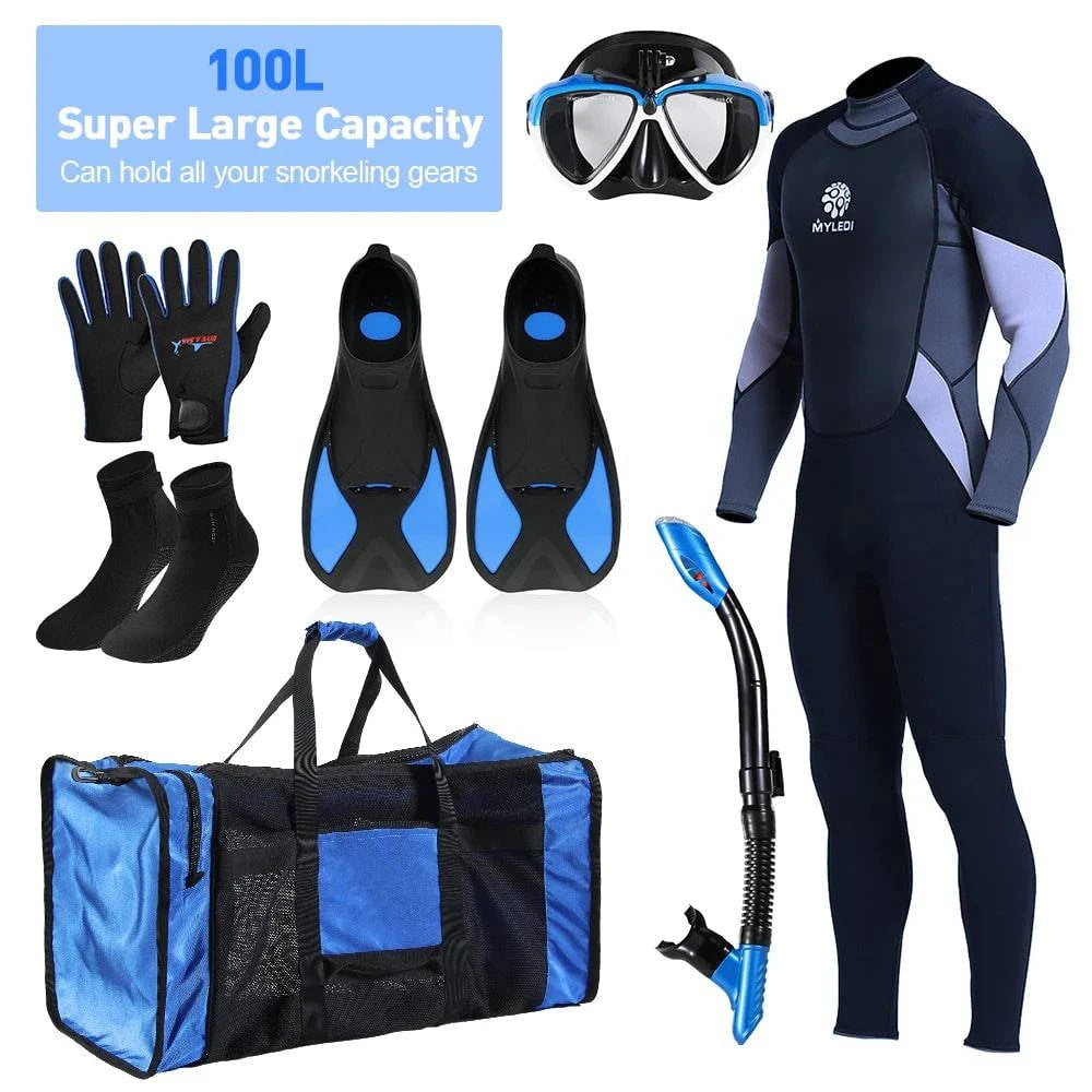 100L Mesh Duffle Gear Bag for Scuba Diving Snorkeling Swimming Beach Duffle Bag for Snorkeling Equipment 29.5" * 13.8" * 15.7"-WAYBIKER