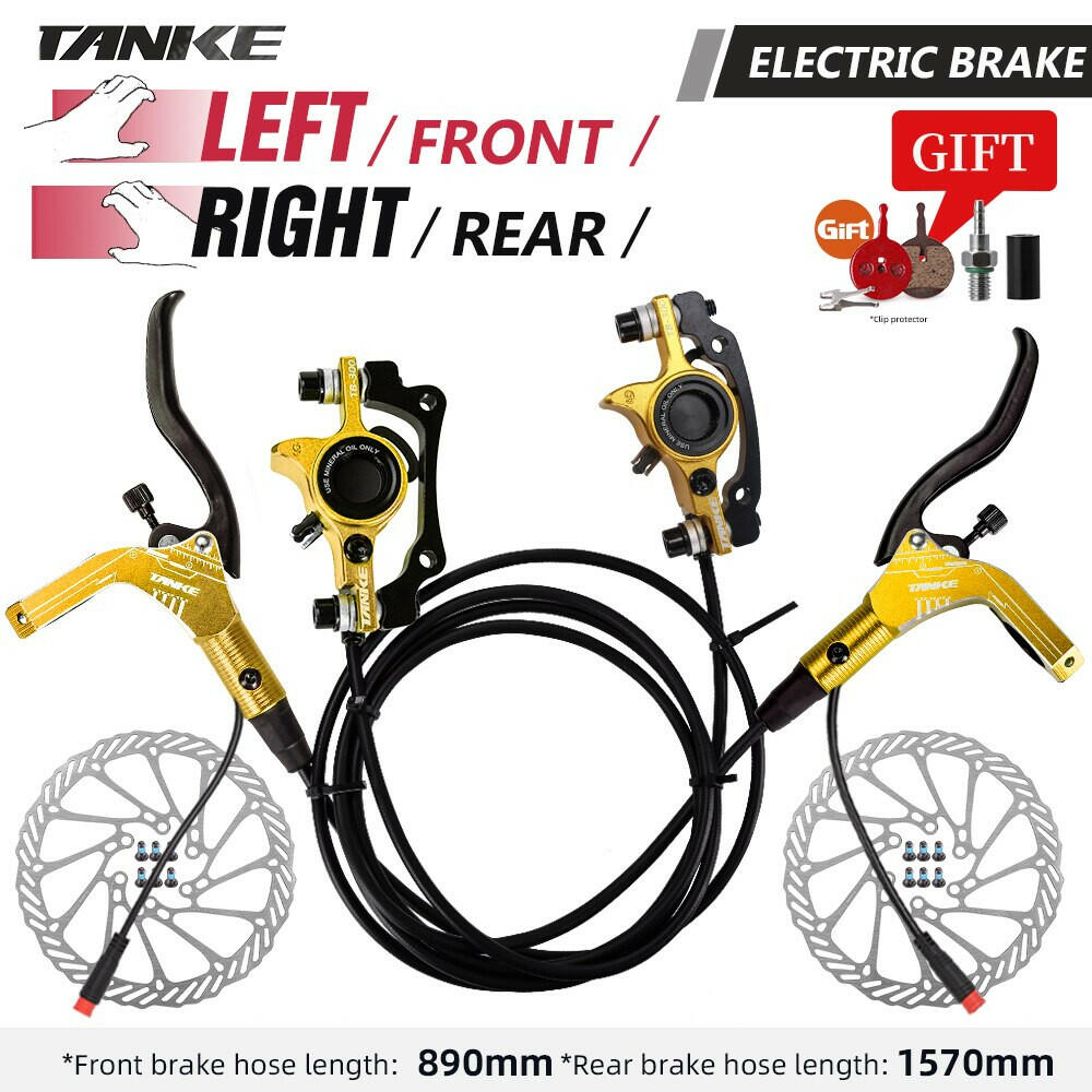 TANKE E-Bike MTB Hydraulic Disc Brake Set Electric E Scooter Power Control Shifter Bicycle Brakes 160mm rotors Aluminum Alloy-WAYBIKER