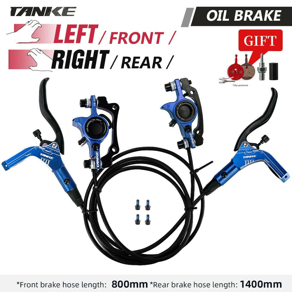 TANKE MTB Bike Hydraulic Disc Brake Set 160mm Rotors Oil Calliper Plate Front Rear Mountain Bicycle Clamp 22.2mm Handle A Pillar-WAYBIKER