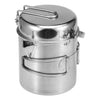 1L Stainless Steel Cooking Kettle Portable Outdoor Camping Pot Pan with Foldable Handle Backpacking Hiking Picnic Camping Kettle-WAYBIKER