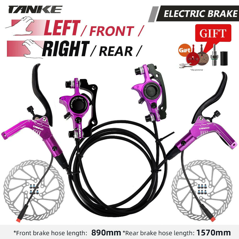 TANKE E-Bike MTB Hydraulic Disc Brake Set Electric E Scooter Power Control Shifter Bicycle Brakes 160mm rotors Aluminum Alloy-WAYBIKER