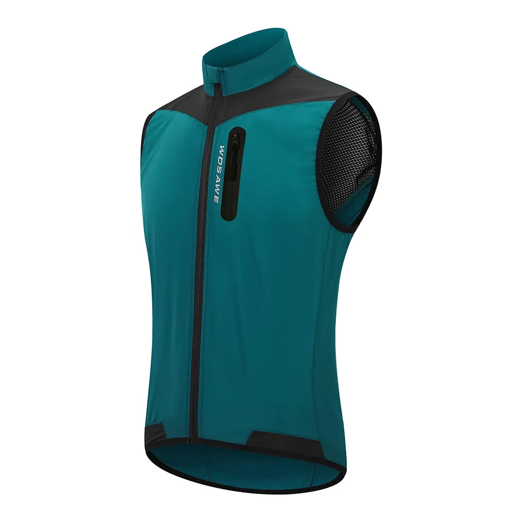 WOSAWE Windproof Cycling Vest Breathable Running Vest MTB Bike Bicycle Reflective Clothing Men Women Sleeveless Cycling Jacket-WAYBIKER