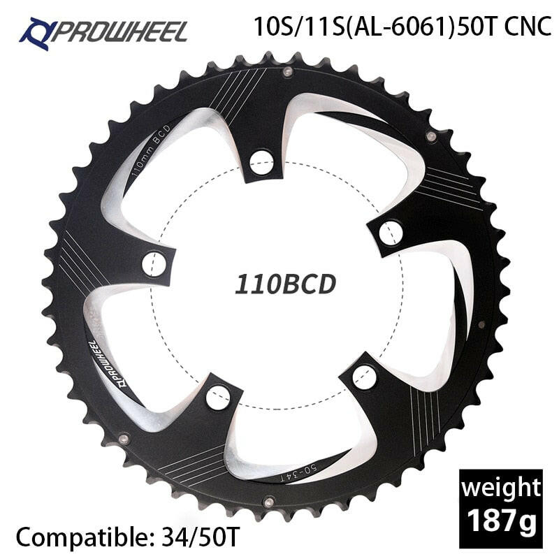 PROWHEEL Road Bicycle Sprockets 110BCD 130BCD Crankset Chainwheel 34/39/50/53T Chainring 9/10/11 Speed Bike Tooth plate Parts-WAYBIKER