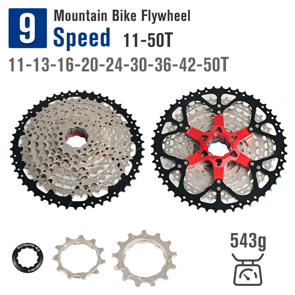 Bicycle Flywheel Sunshine MTB Bike Cassette Freewheel 8 9 10 11 12 Speed 11-32T/36T/40T/42T/50T K7 Sprocket For HG freehub-WAYBIKER