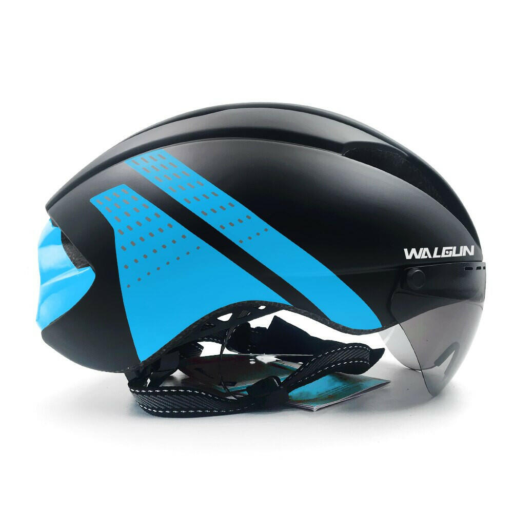 WALGUN Aero Cycling Helmet Road Bike Helmet Adults Lens Goggles Visor Time Trial TT Triathlon Bicycle Helmet M L for Men Women-WAYBIKER