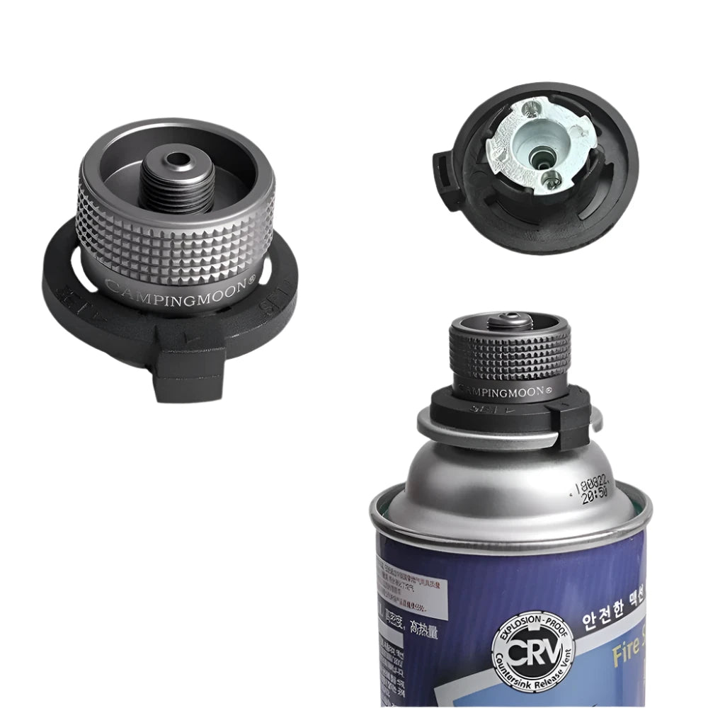 Gas Cartridge Head Conversion Adapter Butane Adapter with Bracket Nozzle Bottle Type Input Screw Type Lindal Valve Output-WAYBIKER