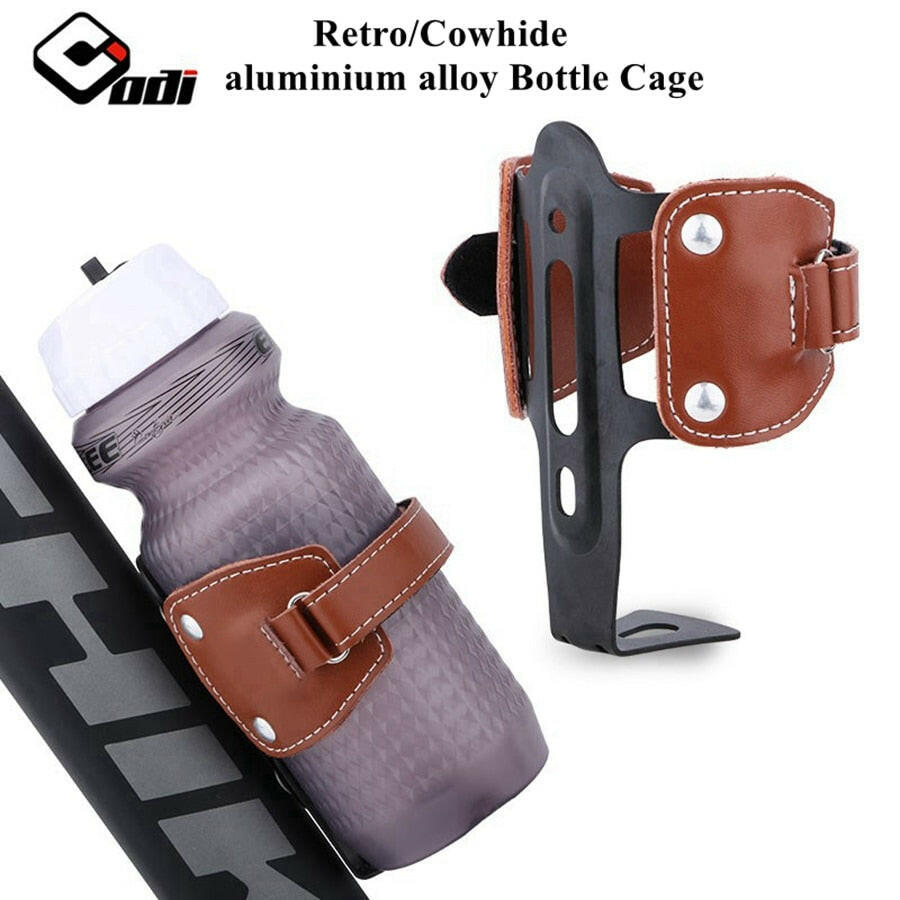 ODI Bicycle Bottle Cage 53g Retro Cowhide Aluminum Alloy Adjustable Width Water Cup Holder for Mountain Road Folding Bike-WAYBIKER