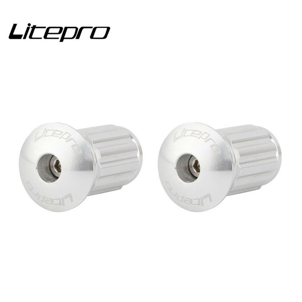 Litepro 1 pair foldable bicycle handlebar plug bicycle handlebar cover aluminum alloy road bike handlebar end cap accessory-WAYBIKER
