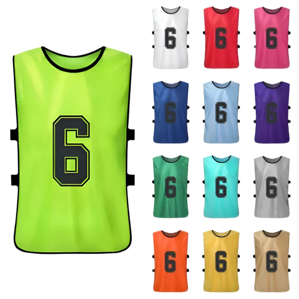 6PCS/12PCS Adults Kids Soccer Pinnies Quick Drying Basketball Football Team Jerseys Training Numbered Bibs Practice Sports Vest-WAYBIKER