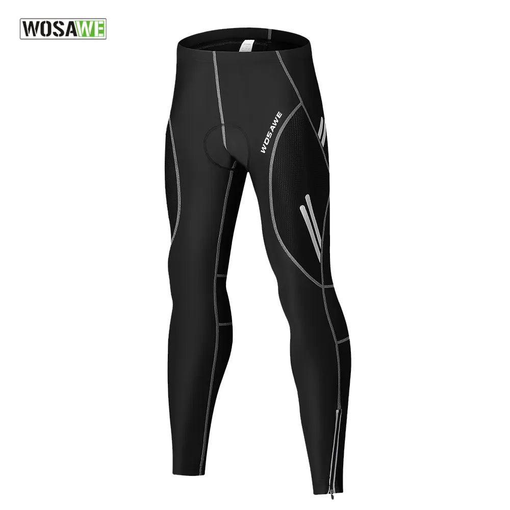 WOSAWE Men's Cycling Tights Bike Pants Bottoms Breathable Sports Solid Black Mountain Bike MTB Road Bike Cycling Trousers