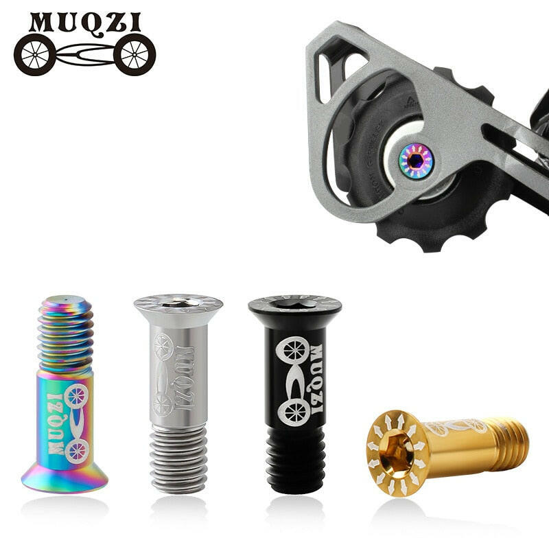MUQZI 2PCS Bike M5 Titanium Screws Rear Derailleur Jockey Wheel Screws Pulley Guide Wheel Fixed Bolts MTB Road Accessories Parts-WAYBIKER