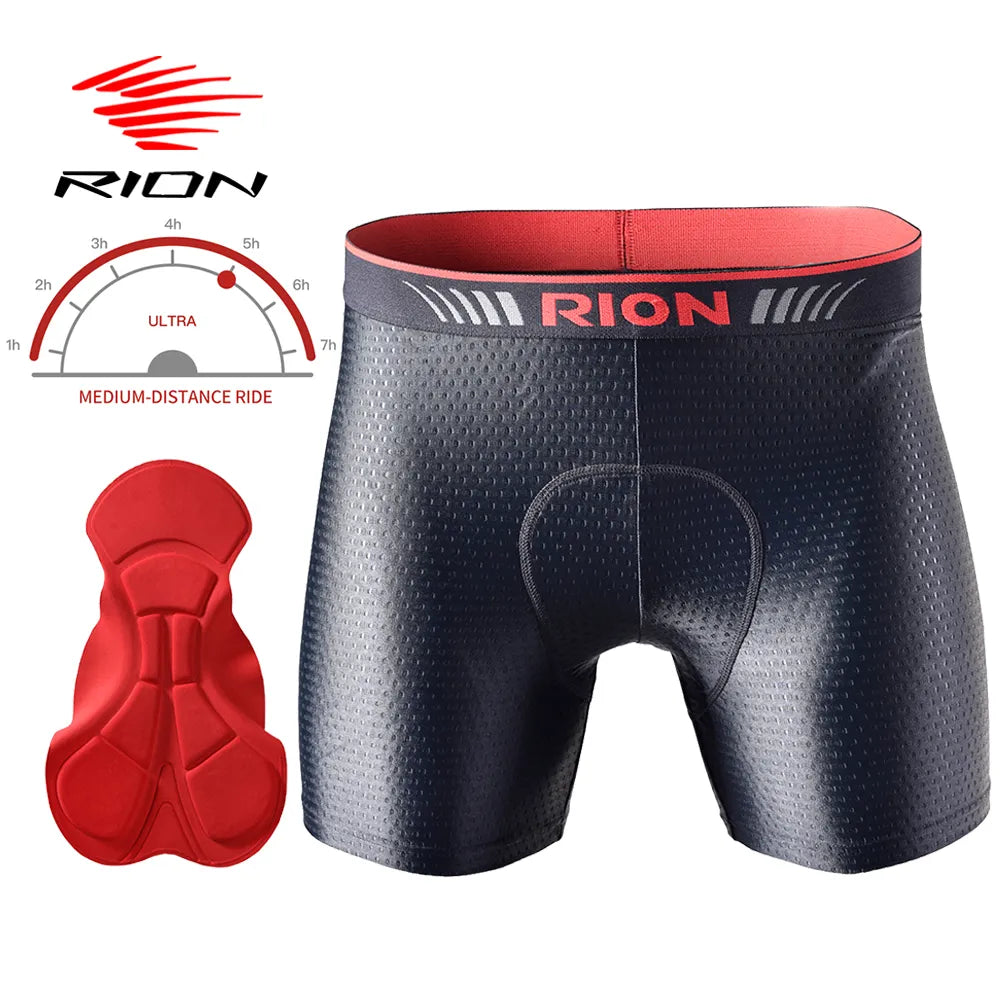 RION Men Cycling Bicycle Underwear Men's Shorts Tights Biker Bike Gym Underpants with Padding Pads Male MTB Mountain Ride Lycra-WAYBIKER