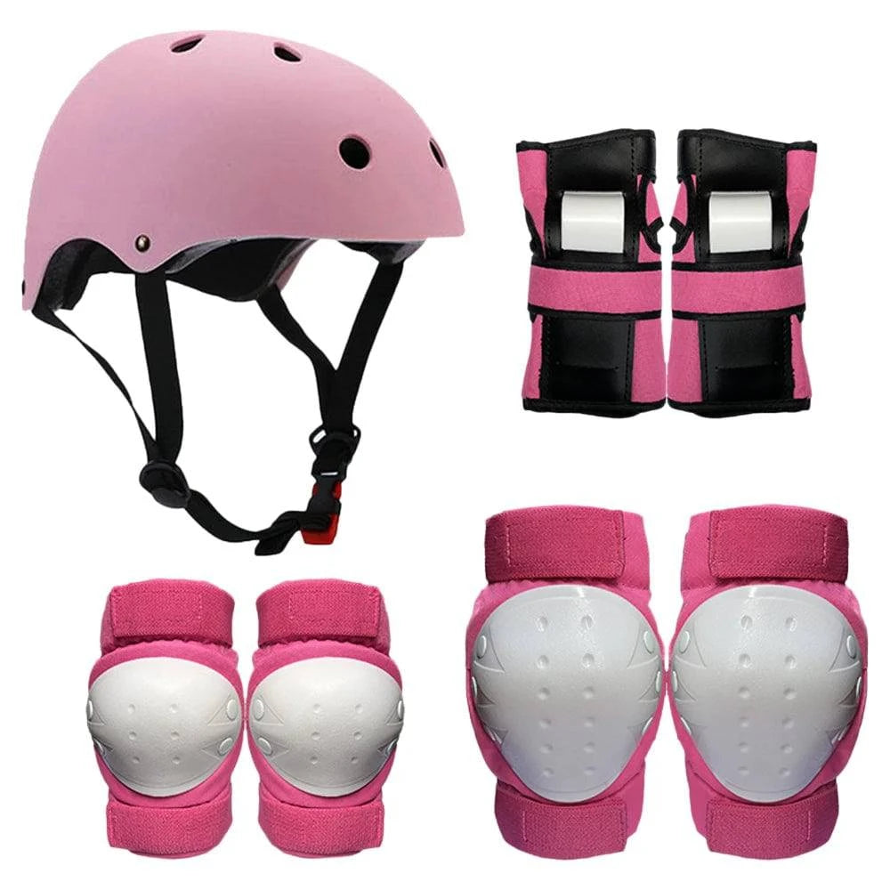 7 in 1 Protective Gear Set Knee Elbow Pads Wrist Guards Helmet Multi Sports Safety Pads for Kid Teenager Scooter Skating Cycling-WAYBIKER