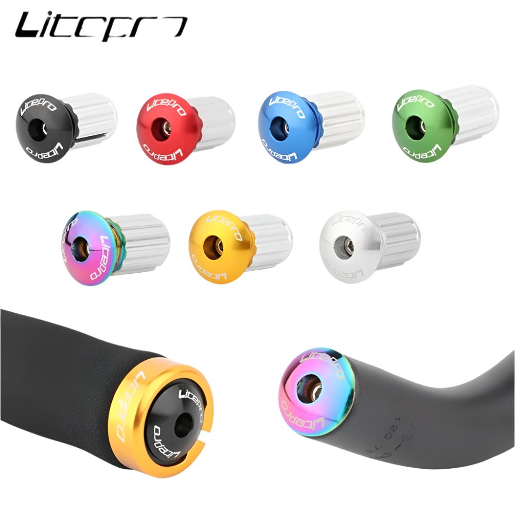 Litepro 1 pair foldable bicycle handlebar plug bicycle handlebar cover aluminum alloy road bike handlebar end cap accessory-WAYBIKER