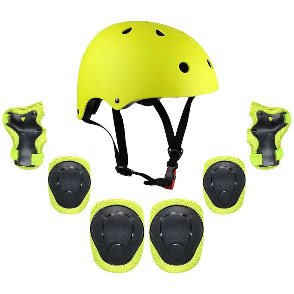 Kids 7 in 1 Helmet and Pads Set Adjustable Kids Knee Pads Elbow Pads Wrist Guards for Scooter Skateboard Roller Skating Cycling-WAYBIKER