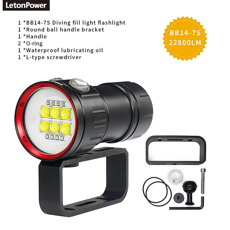 NEW LED Diving Light Highlight Torch  20000Lumens Tactical Diving Flashlight Underwater 100M Waterproof  Video  Camera Light-WAYBIKER