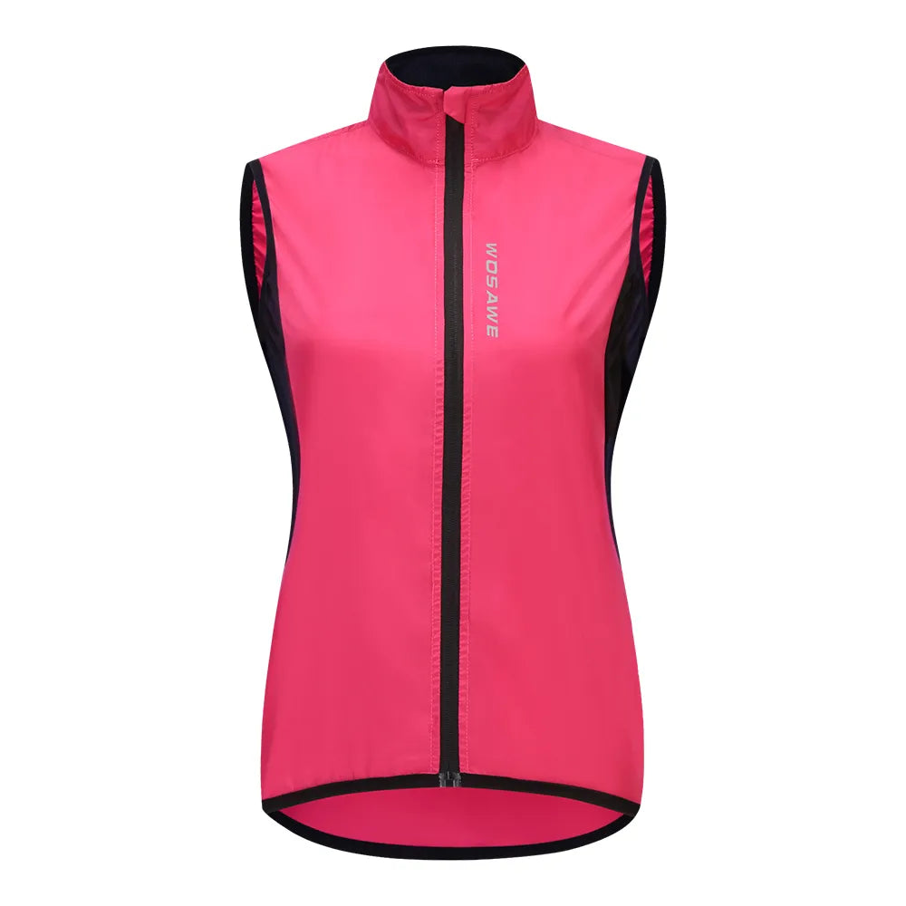 WOSAWE Women's Cycling Jacket Hooded Bike Wind Coat Water Repellent Bicycle Windbreaker Reflective Running Riding Hiking Vest-WAYBIKER