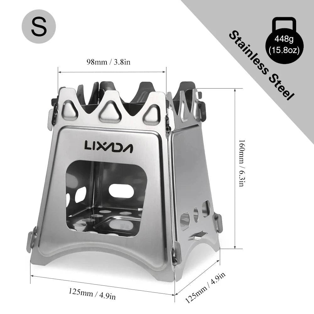 Lixada Compact Folding Titanium Wood Stove Outdoor Camping Stove Cooking Picnic Stove Portable Wood Furnace Burners-WAYBIKER