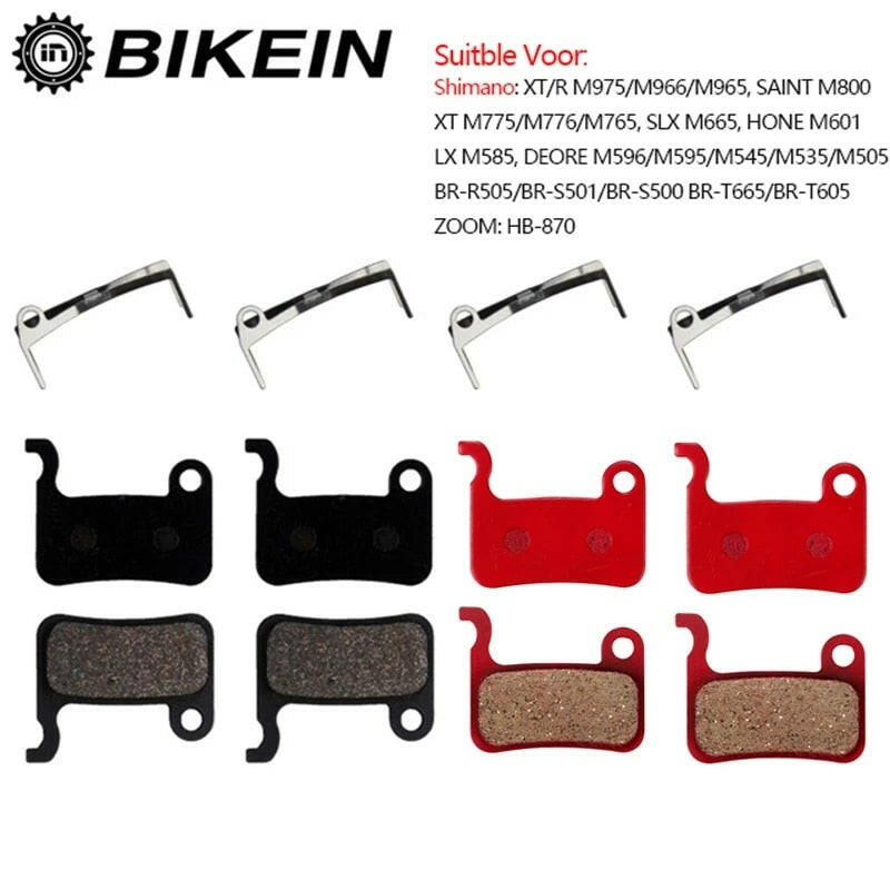 BIKEIN 4 Pairs Resin/ceramic/Full metal MTB Disc Brake Pads For Shimano Deore M595 M596 SLX M665 XT M775/776 XT/R M975 M966M965