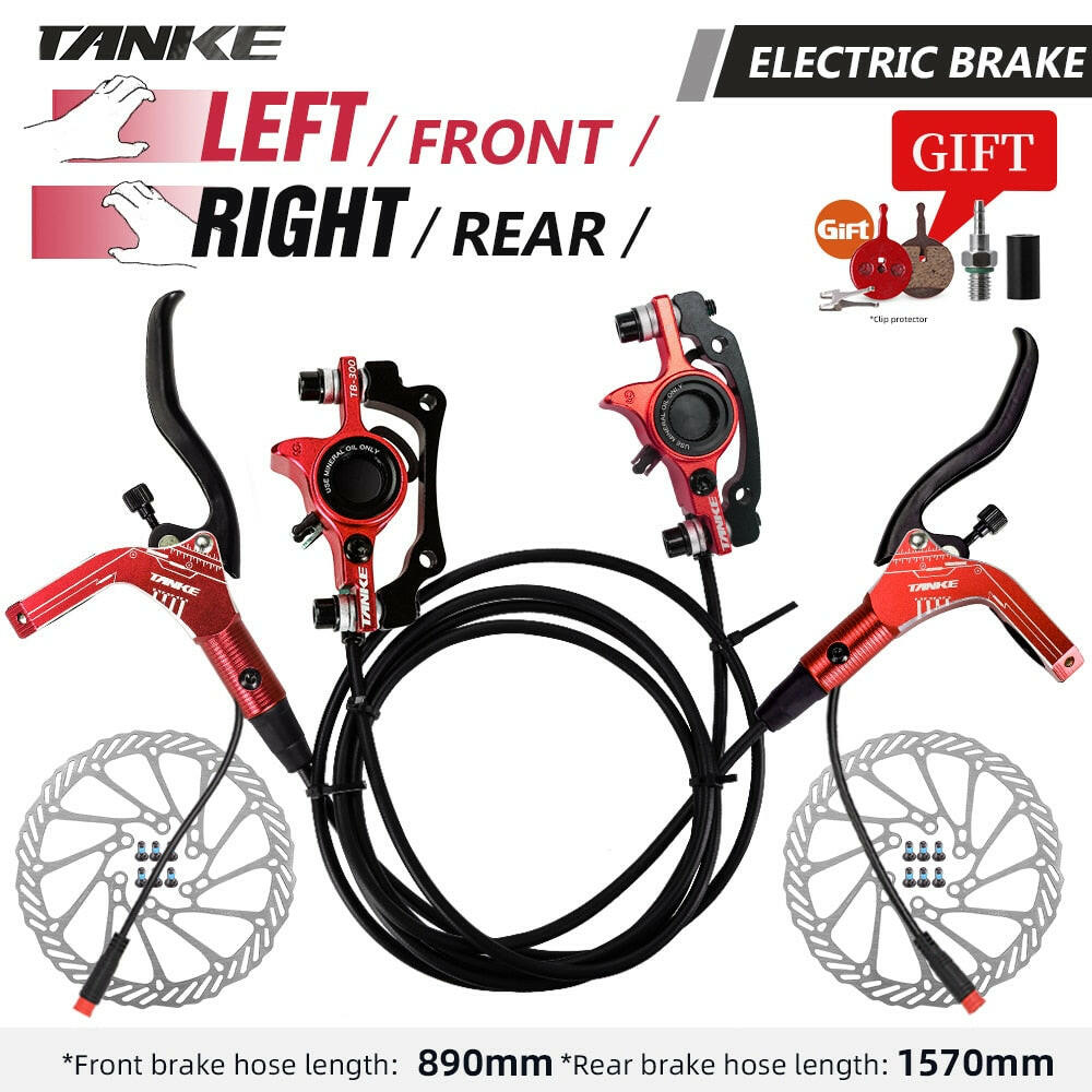 TANKE E-Bike MTB Hydraulic Disc Brake Set Electric E Scooter Power Control Shifter Bicycle Brakes 160mm rotors Aluminum Alloy-WAYBIKER