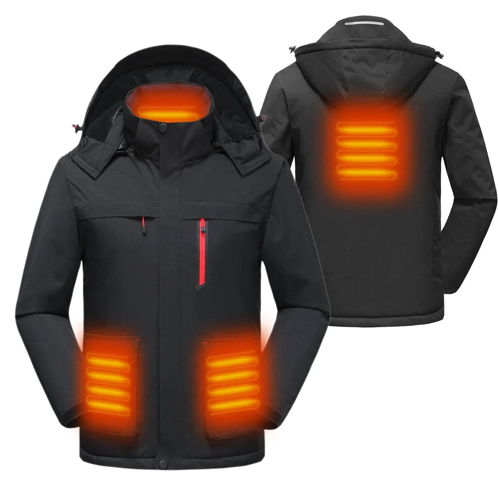 2021 New Heated Jacket with Detachable Hood Winter Warm Heating Jackets Waterproof Rain Coat Windbreaker Clothing Jacket Men-WAYBIKER