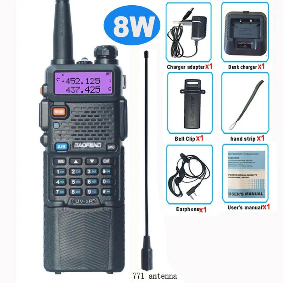 Baofeng UV 5R 3800mah Big Battery 8W Walkie Talkie 10KM UV5R CB Radio Receiver Station Two-way Walkie-talkies PowerfulUV-5R-WAYBIKER