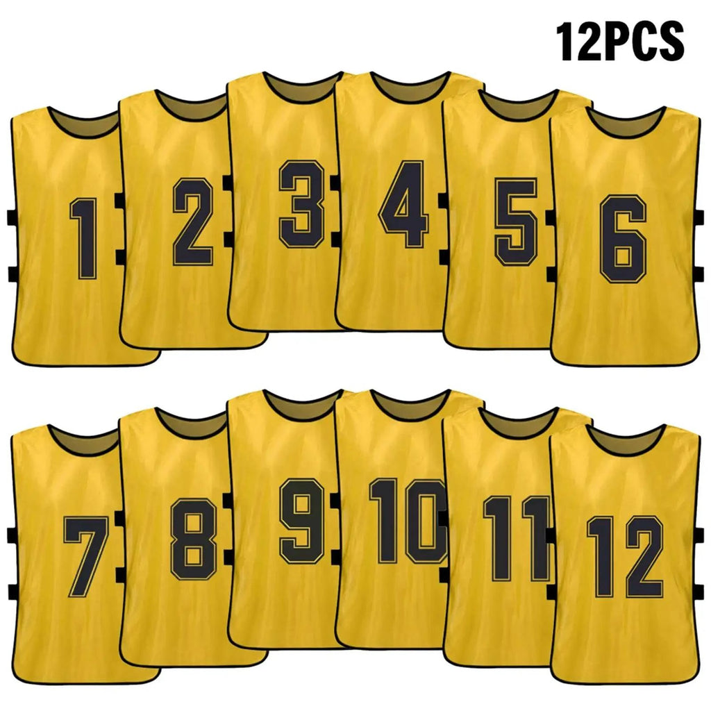 6/12 PCS Adults Soccer Pinnies Quick Drying Football Team Jerseys Sports Soccer Team Training Numbered Bibs Practice Sports Vest-WAYBIKER
