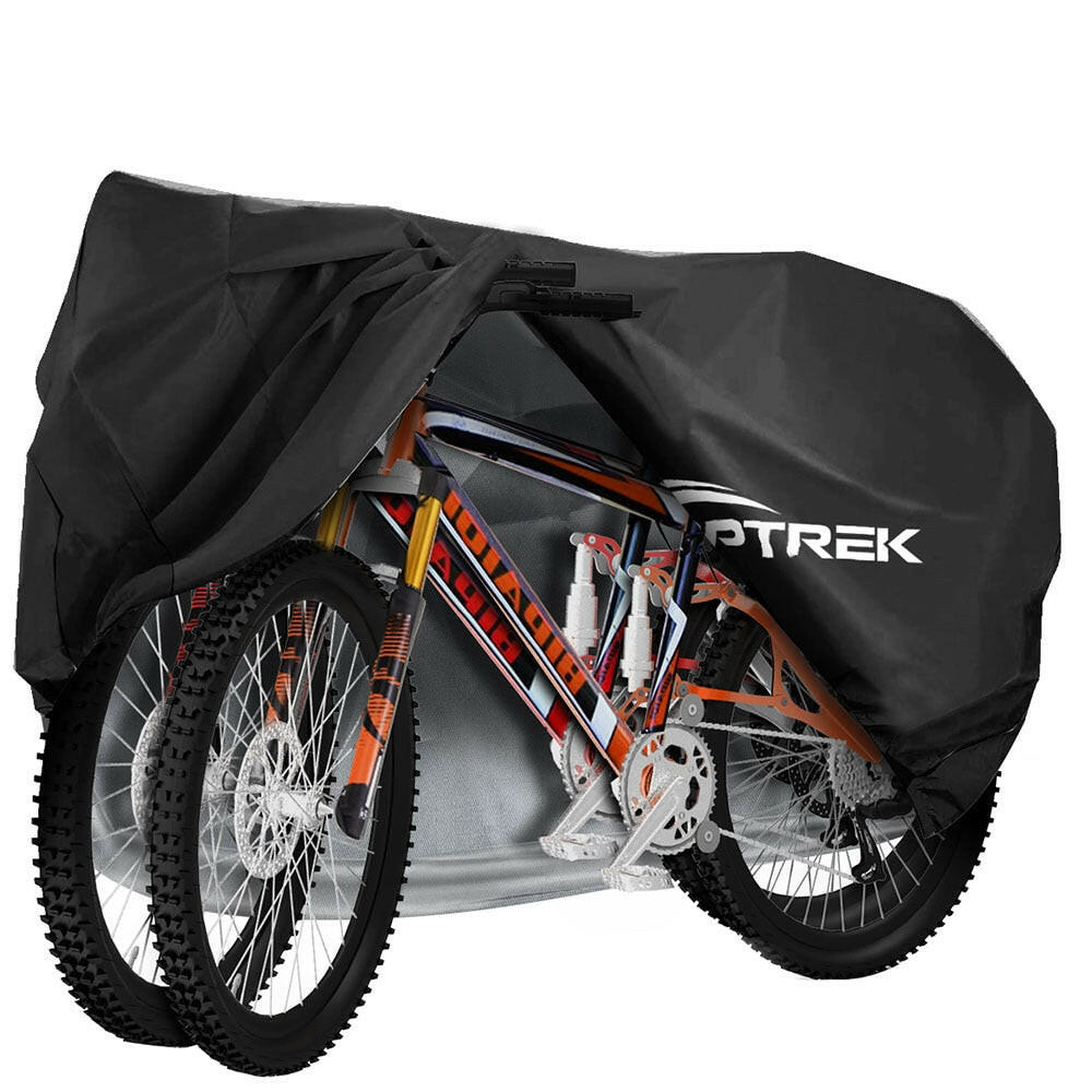 Toptrek Bike Cover 210D Oxford Outdoor Storage Waterproof & Anti-UV Bicycle Cover with Waterproof Membrane for Two Bicycles
