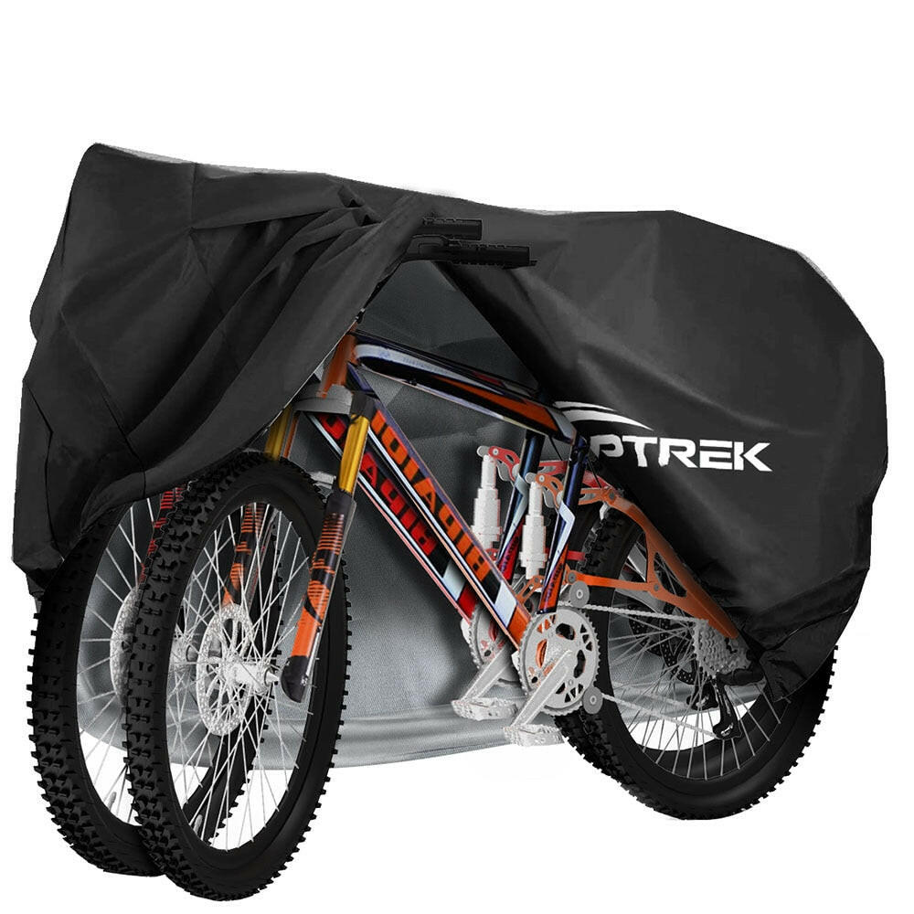 Toptrek Bike Cover 210D Oxford Outdoor Storage Waterproof & Anti-UV Bicycle Cover with Waterproof Membrane for Two Bicycles-WAYBIKER